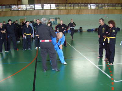 Samstag, 31.10.09. JJ Lehrgang St. Augustin. GM Soke Dieter Lindner 7. Dan unterrichtet Jujutsu, assistiert von Frank Blum 1. Dan.