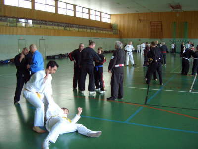 Samstag, 31.10.09. JJ Lehrgang St. Augustin. GM Soke Dieter Lindner 7. Dan unterrichtet Jujutsu, assistiert von Frank Blum 1. Dan.