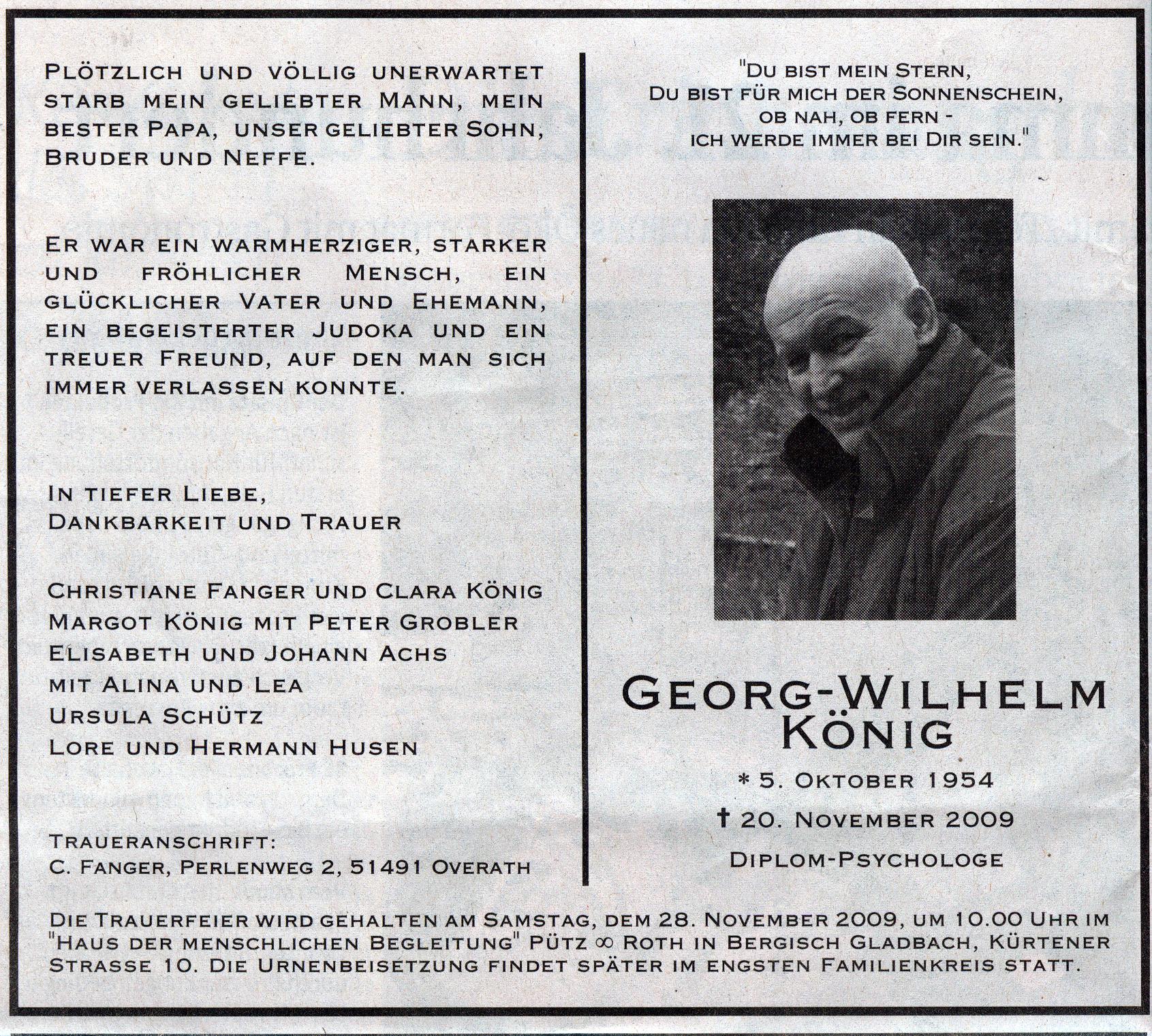georg k�nig Todes Anzeige